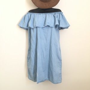Chambray off the shoulder dress
